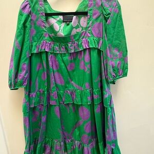 Cynthia Rowley Green Dress with Purple Floral Design